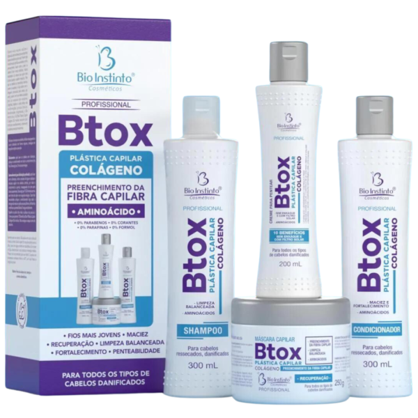 KIT CAPILAR 4 ITENS BTOX DE CHUVEIRO BIO INSTINTO