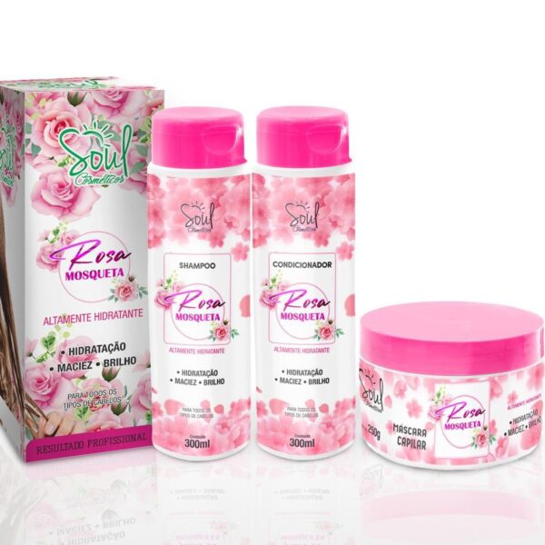 KIT CAPILAR 3 ITENS ROSA MOSQUETA